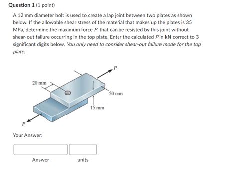 Solved A Mathrm Mm Diameter Bolt Is Used To