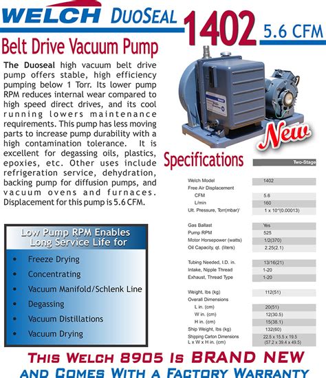 Ideal Spectroscopy Welch 1402 DuoSeal Belt Drive Rotary Vane