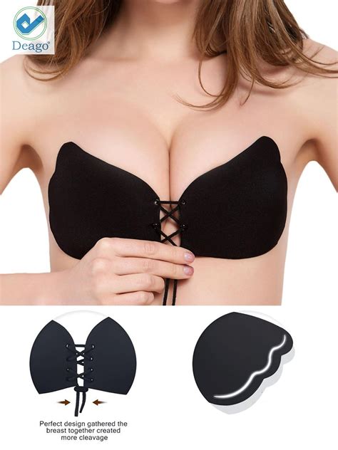 Deago Women S Strapless Invisible Bra Backless Self Adhesive Push Up With Drawstring Sticky