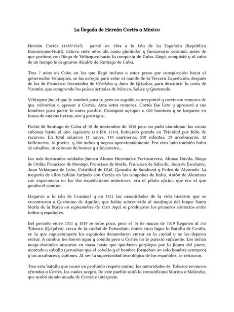 La Llegada De Cortes A Mexico Pdf Hernán Cortés Nueva España