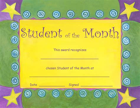 Free Printable Student Of The Month Certificate Templates