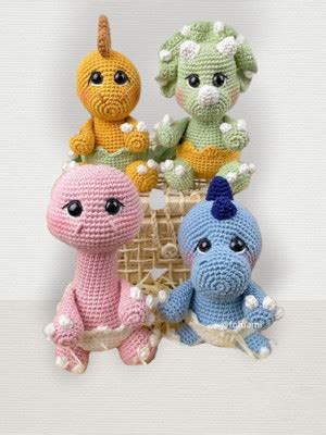 Kit 4 Dinossauros Baby Amigurumi Compre Produtos Personalizados