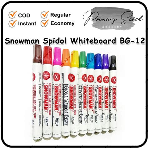 Jual Spidol Whiteboard Snowman Ori Lusin Bg Papan Tulis Hitam Biru