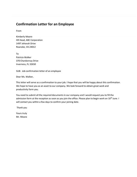 Employee Confirmation Letter Sample By Sample Letters Issuu