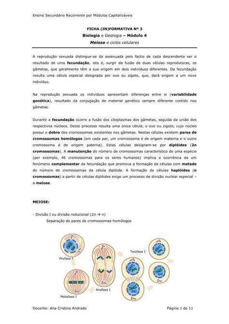 Pdf Biologia E Geologia Módulo 4 Anatoxina · A Reprodução Sexuada Distingue Se Da Assexuada