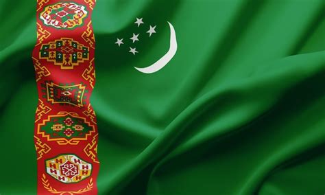 Premium Photo Closeup Waving Flag Of Turkmenistan