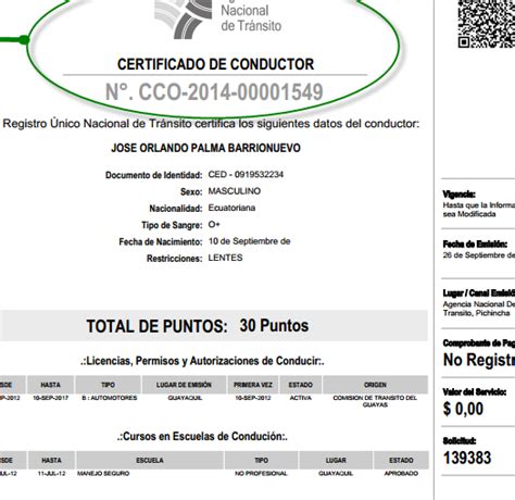 Certificado De Conductor Ant Ecuadorcertificados