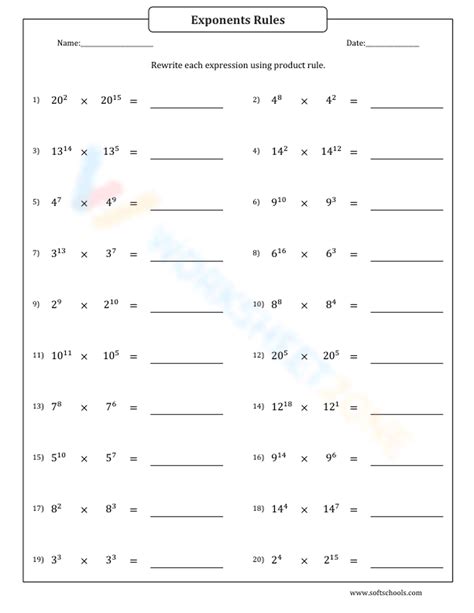 Exponents Rules 5 Worksheet