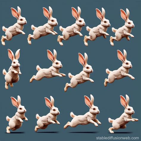 Rabbit Running Sprite Sheet Cycle Stable Diffusion Online