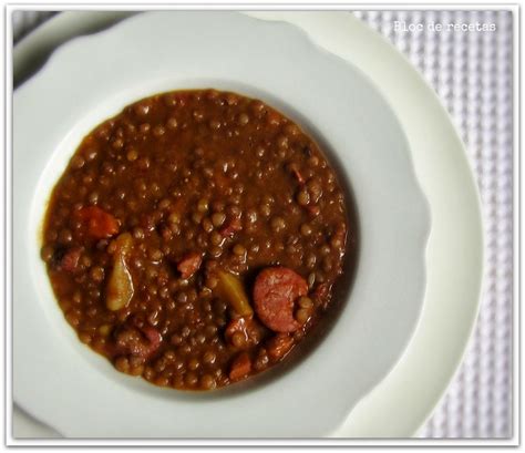 Bloc de recetas Lentejas estofadas con chorizo y jamón en olla programable