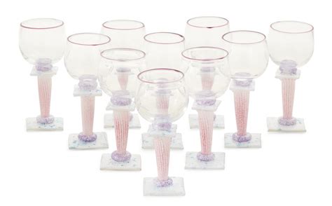 Lot Melanie Guernsey Leppla American B 1957 Ten Wine Glasses