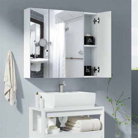 3 Door Mirrored Bathroom Cabinet White Semis Online