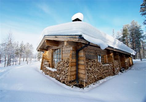 Snow Covered House Cabin Rustic Cabin House