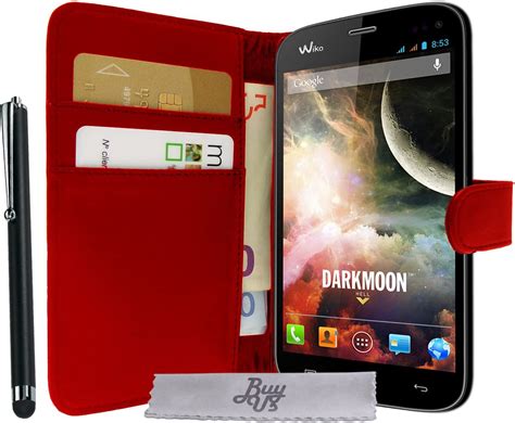 Buyus Etui Housse Luxe Rouge Portefeuille Wiko Darkmoon Stylet Et 3