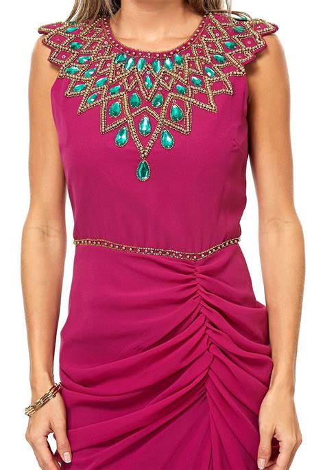 Buy Virgos Lounge Purple Embellished Midi Dress For Women In Riyadh