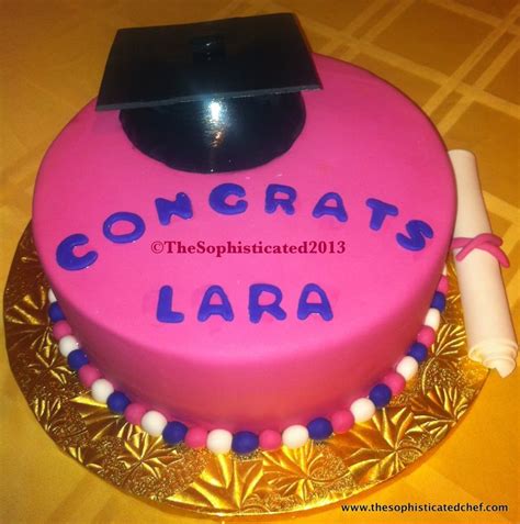 Pink Graduation Cake With Black Cap