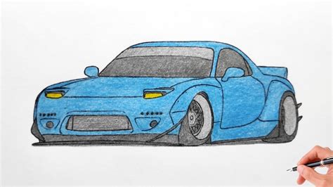 How To Draw A MAZDA RX 7 ROCKET BUNNY 1992 Drawing Car Coloring