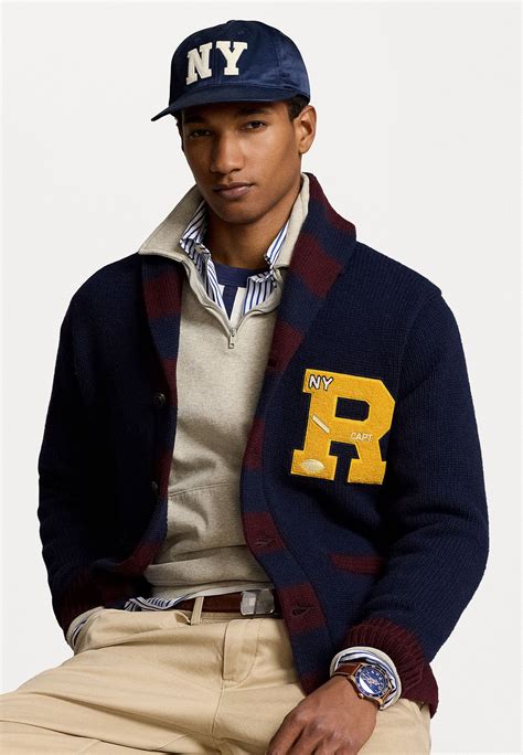 Polo Ralph Lauren WOOL BLEND LETTERMAN CARDIGAN Strickjacke Navy