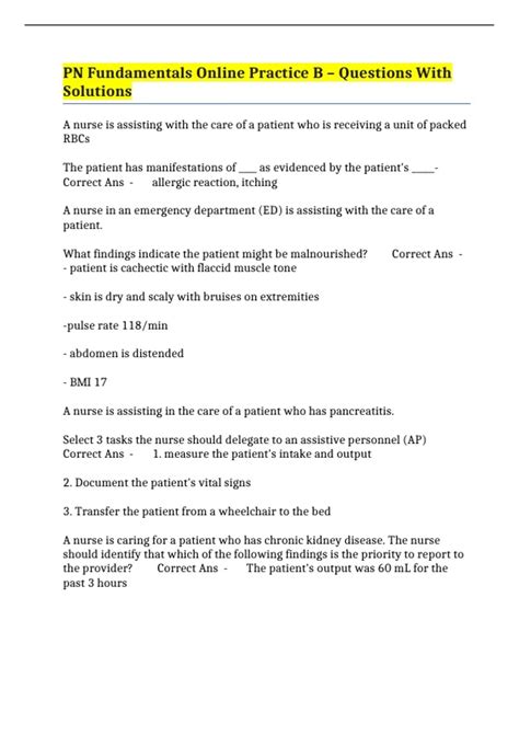 PN Fundamentals Online Practice B Questions With Solutions PN