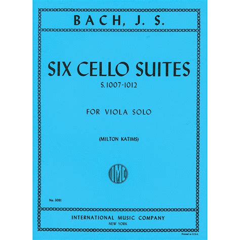 Six Cello Suites For Viola Bwv 1007 12 Katims Johann Sebastian Bach Johnson String Instrument