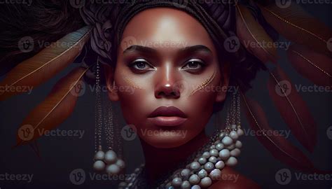 A Beautiful Black Woman Who Appears In The Midst Of Large Pearls