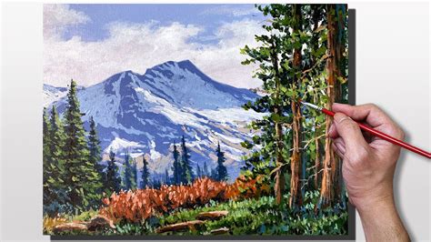 Acrylic Painting Mountain Forest Landscape - YouTube