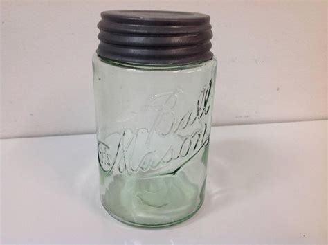 Antique Rare Light Green Ball The Mason Pint Fruit Canning Jar With Droped A Jar Canning Jar