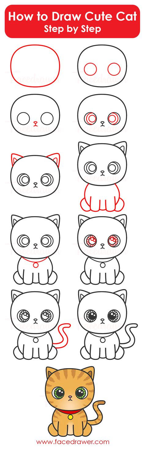 traipsinggallivanter: How To Draw A Cute Cat Step By Step For Kids ...