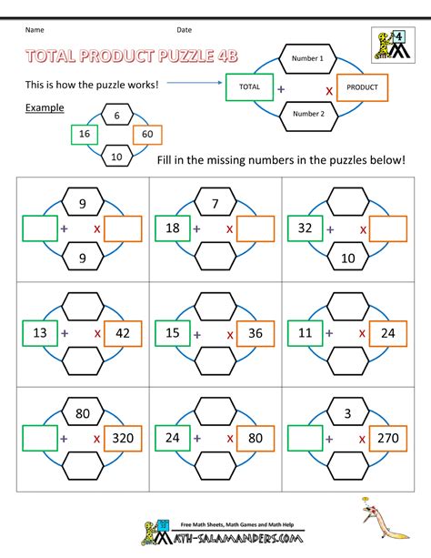 Free Math Puzzles 4th Grade