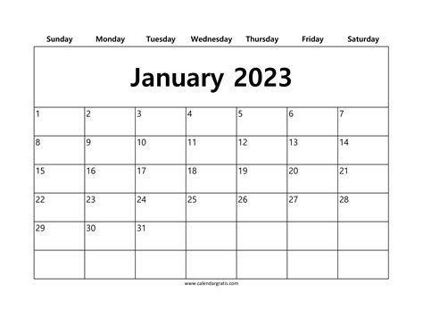 Printable January 2023 Calendar Template | Portrait Monthly Calendars
