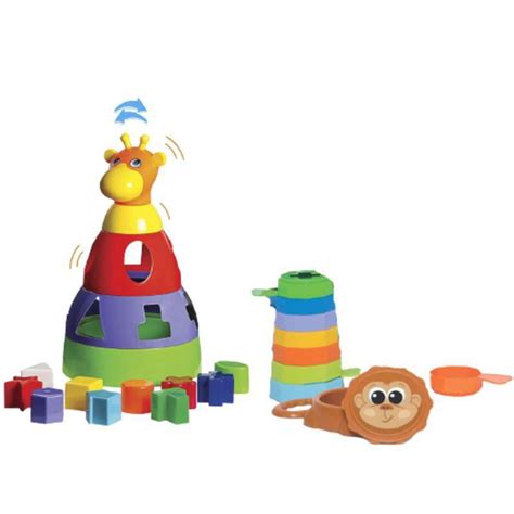 Kit De Brinquedos Educativos Girafa Empilha Baby Macaco Mercotoys