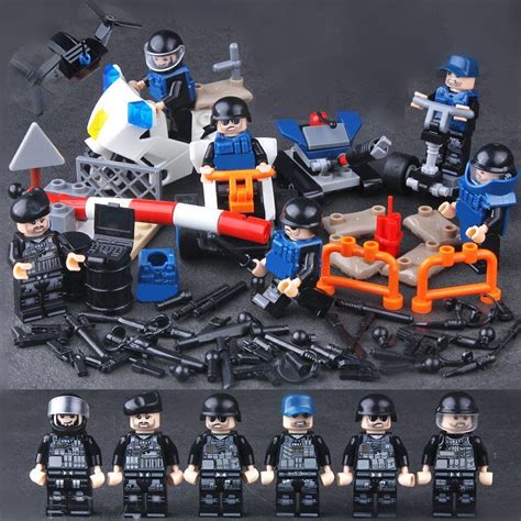 6pcs Riot Police World War Ww2 Army Minitoys Building Block Toys