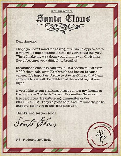 Free Printable Letter From Santa Word Template Of Letters From Santa Templates