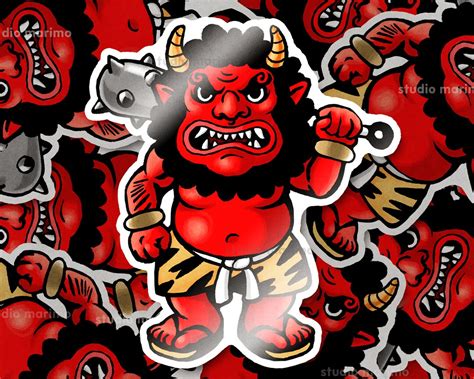 Oni Yokai Vinyl Sticker - Etsy
