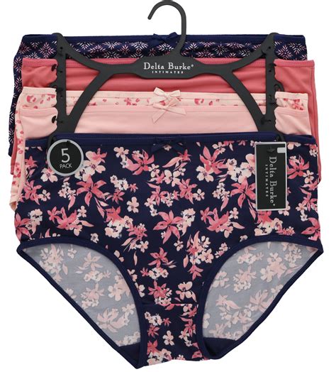 Delta Burke Plus Size Briefs High Rise 5 Pack Pink And Navy Floral