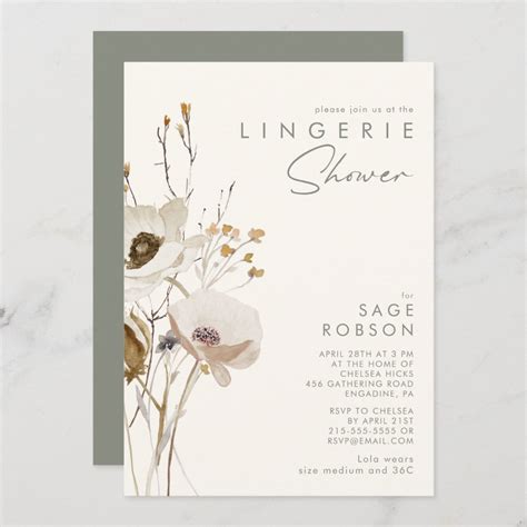 Whimsical Wildflower Ivory Lingerie Shower Invitation Zazzle