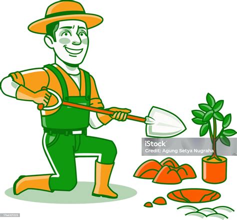 Male Gardener Farmer Cartoon Character Stock Illustration Download