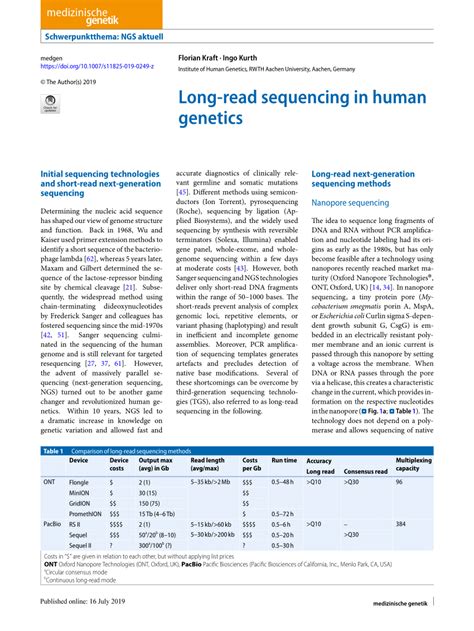 PDF Long Read Sequencing In Human GeneticsLong Read Sequencing In