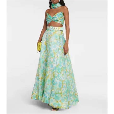 Zimmermann Skirts Zimmermann High Tide Ikat Maxi Skirt In Aqua P Us