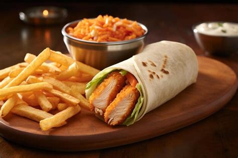 Premium Photo Tangy Buffalo Chicken Wrap Platter