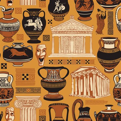 Seamless Pattern On The Theme Of Ancient Greece Stock Illustration