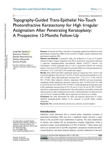 PDF Topography Guided Trans Epithelial No Touch Photorefractive