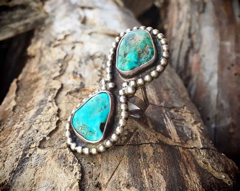 Old Pawn Long Turquoise Ring For Women Size Navajo Native American