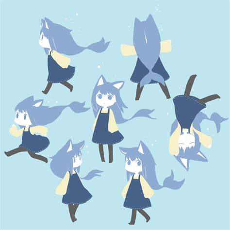 Safebooru 1girl Animal Ears Aqua Background Black Pantyhose Blue