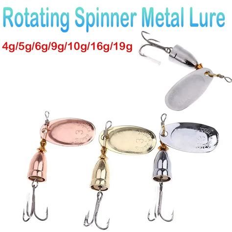 Pcs Rotating Spinner Metal Lure Brass Hard Artificial Spoon Bait