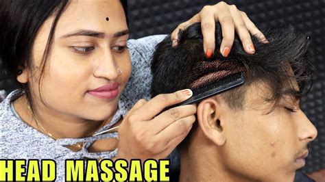 Head Massage And Comb Scratching By Barber Girl Pakhi Neck Cracking