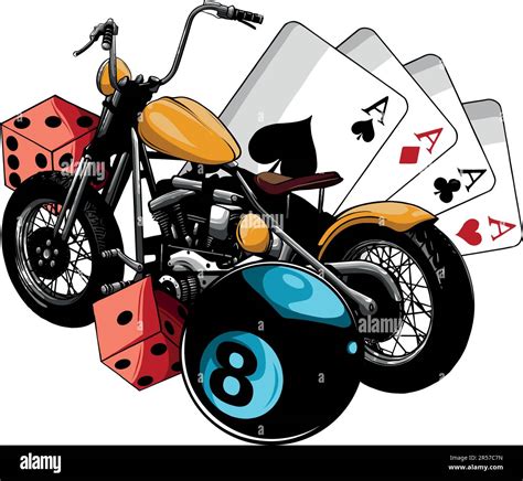 Vector Illustration Of Motorbike With Pub Game Stock Vector Image Art