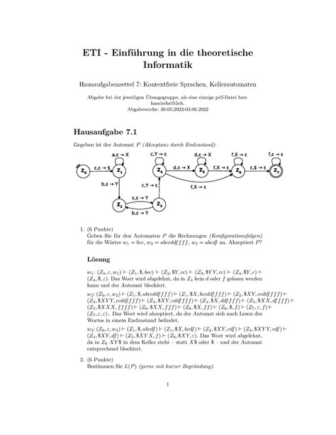 Zettel 07 hausaufgaben loesung ETI Einführung in theoretische