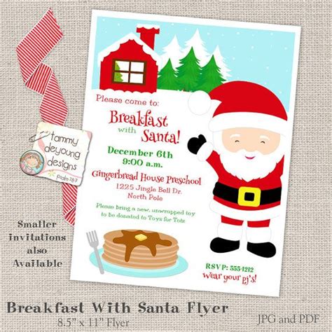 Printable Breakfast With Santa Invitation Flyer Pancakes With Santa