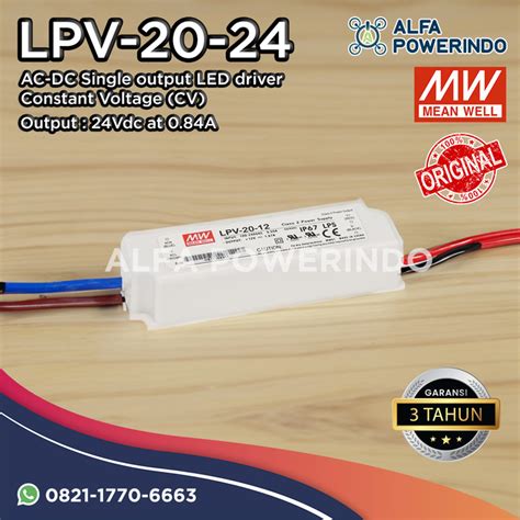 Jual Mean Well Lpv W Vdc A Meanwell Led Driver Power